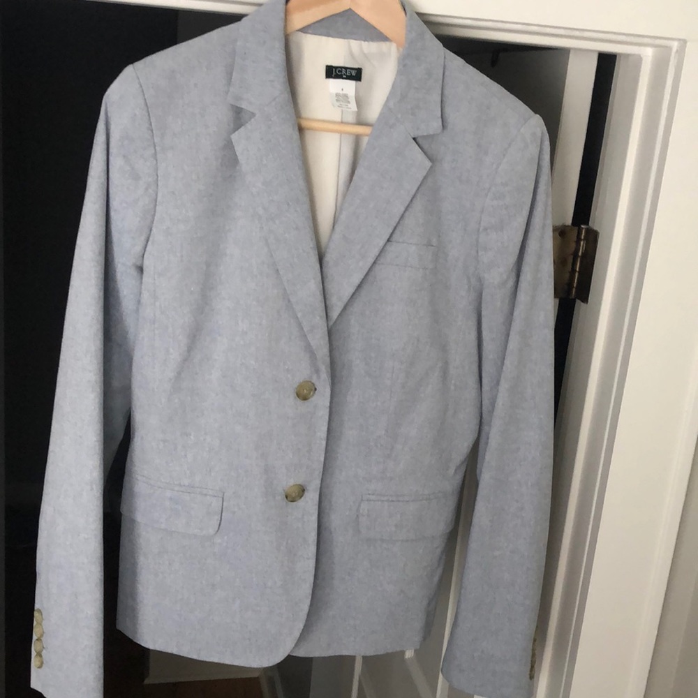 J. Crew Factory Lined Cotton Blazer in Chambray